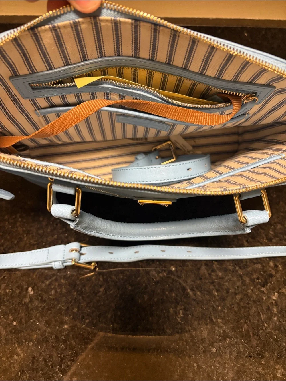Dooney & Bourke Light Blue Saffiano Dome Satchel with Strap
